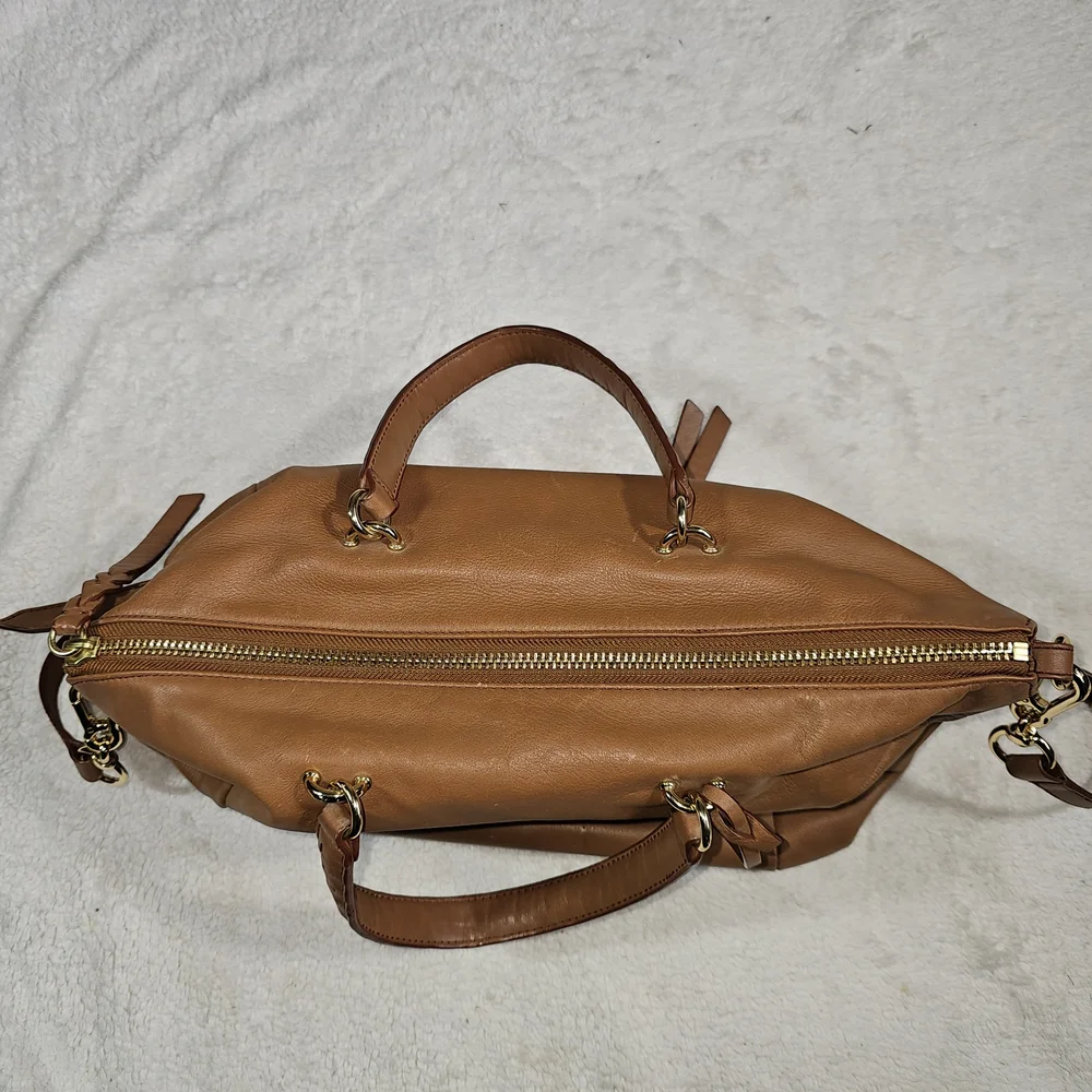 henri bendel Cognac Leather Tote with Removable Strap